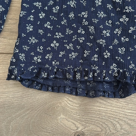 Maeve Anthropologie Floral Navy Blue Women's Long Sleeved Top Size Large P - Picture 9 of 11